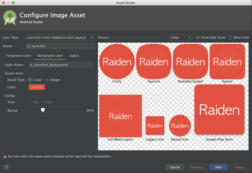 android studio icon location